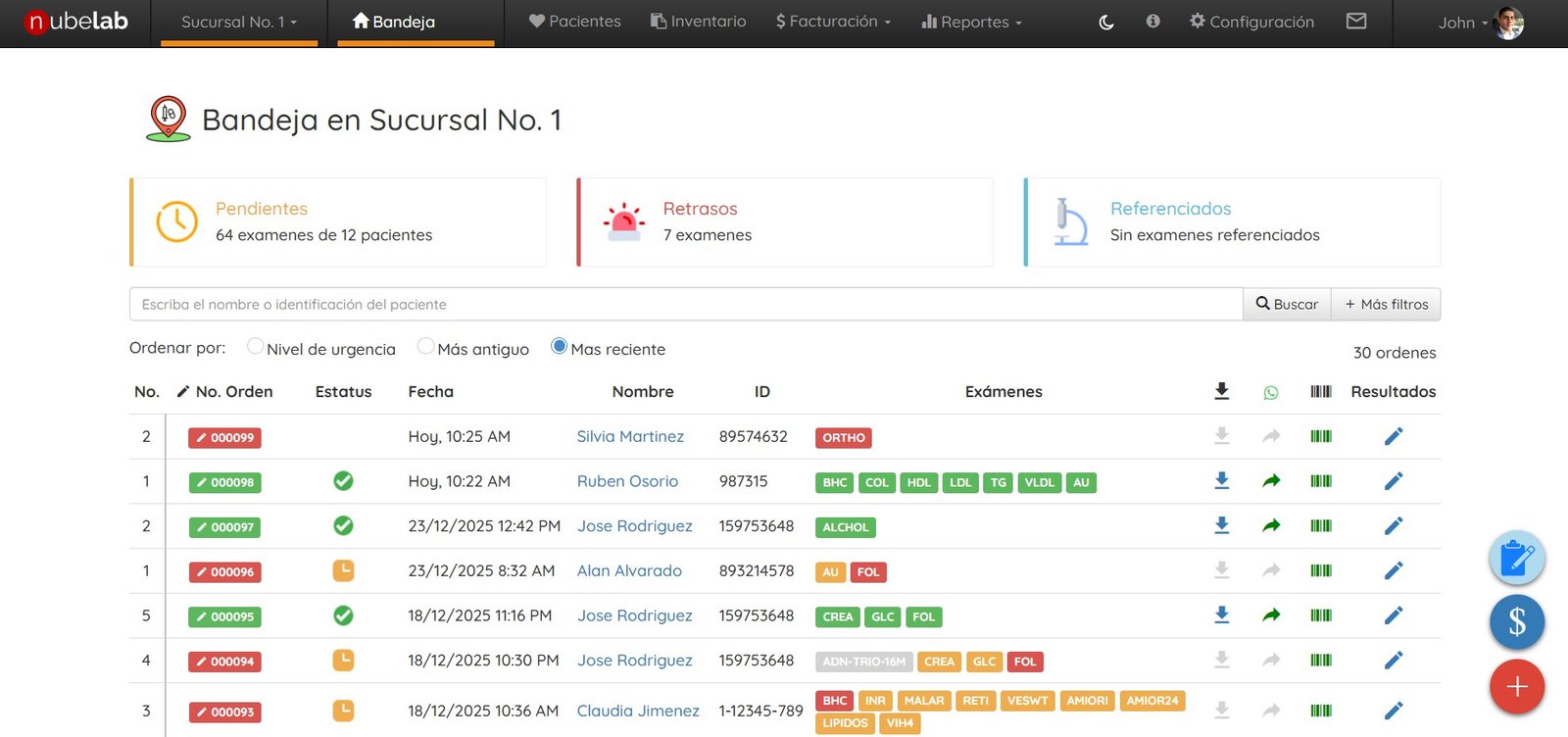 Bandeja de trabajo Nubelab